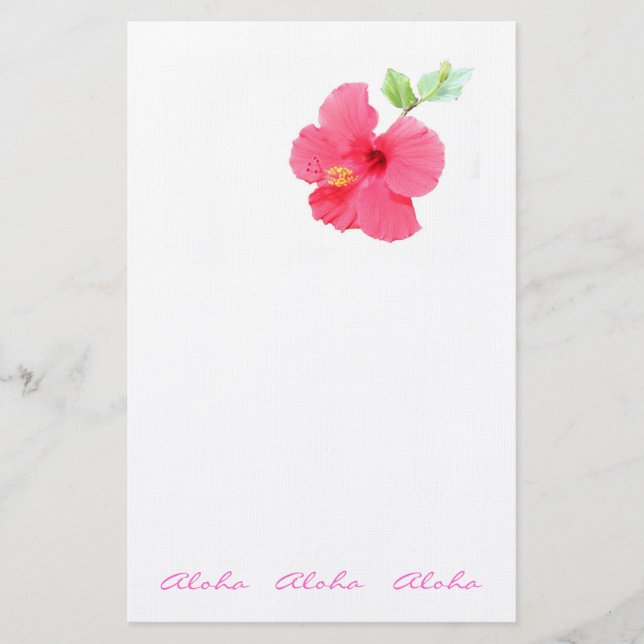 Hawaiian Style Hibiscus Stationery Customize-able (Front)