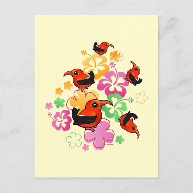 Hawaiian-style 'I'iwi Postcard (Front)