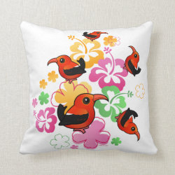 Hawaiian-style 'I'iwi Cotton Throw Pillow
