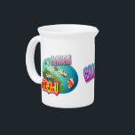 Hawaiian Style Pitcher<br><div class="desc">The beautiful Islands of Hawaii made from colorful Hawaiian hibiscus flowers: Kukui, Kaunaoa, Mokihana, Lokelani, Ilima, Lehua Ohia, Pupu Shell.</div>