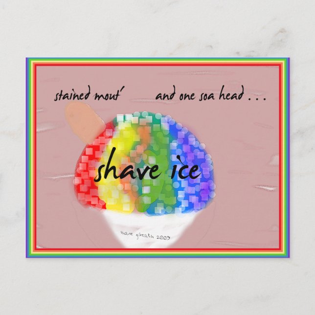 Hawaiian Style Shave Ice - Rainbow Flavor Postcard (Front)