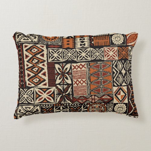Hawaiian style tapa tribal fabric abstract patchwo accent pillow