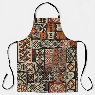 Hawaiian style tapa tribal fabric abstract patchwo apron