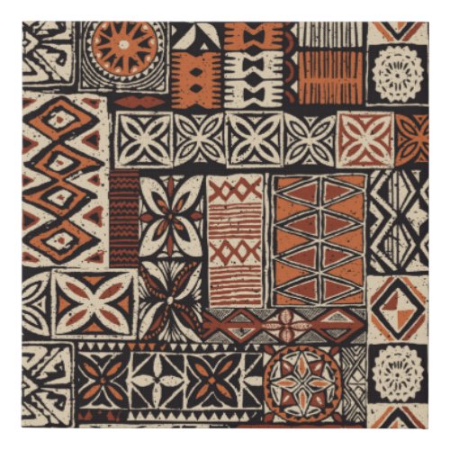 Hawaiian style tapa tribal fabric abstract patchwo faux canvas print