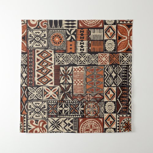 Hawaiian style tapa tribal fabric abstract patchwo tapestry
