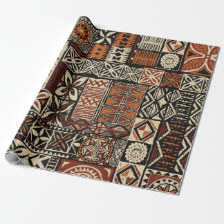 Hawaiian style tapa tribal fabric abstract patchwo wrapping paper