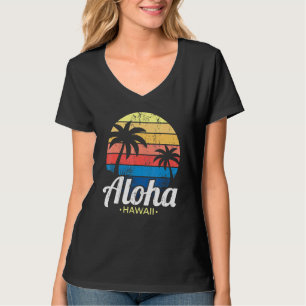 Hawaiian Summer Tropical Sunset Palm Trees Aloha H T-Shirt