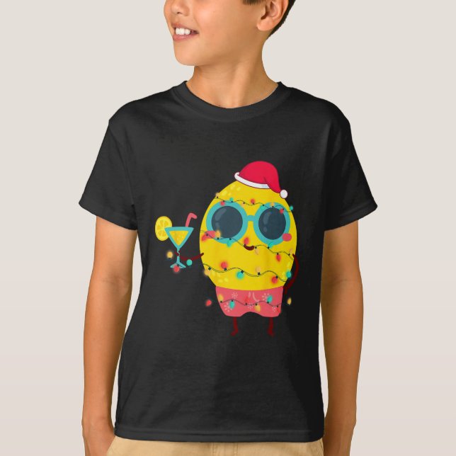 Hawaiian Summer Tropical Xmas Lemon Funny Christma T-Shirt (Front)