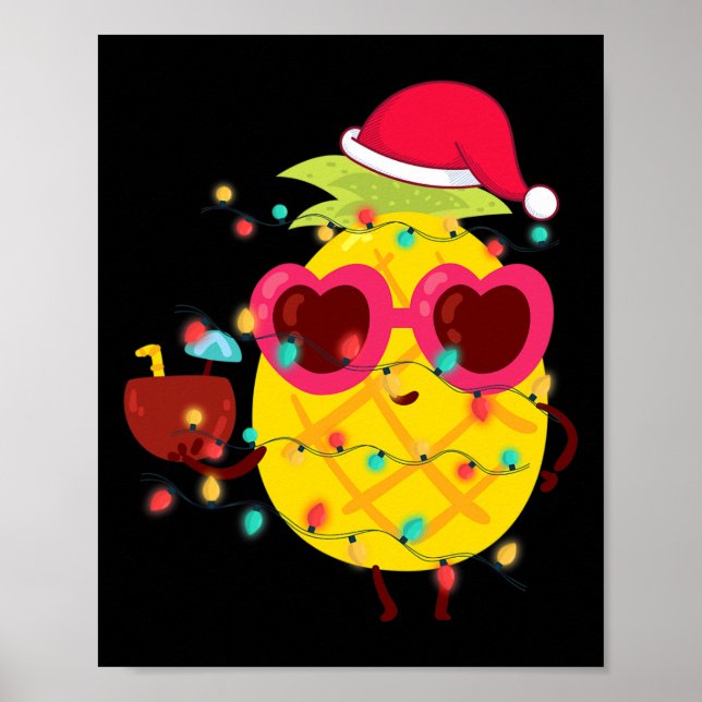 Hawaiian Summer Tropical Xmas Pineapple Christmas  Poster (Front)