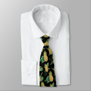 Hawaiian Summer Vacation Pineapple Tacky Pattern Neck Tie