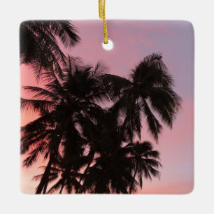 Hawaiian Sunrise at Waikiki Beach Ceramic Ornament