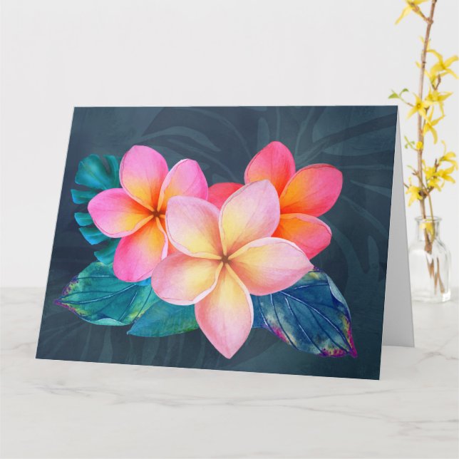 Hawaiian Sunrise Plumeria  Card (Yellow Flower)