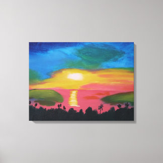 Hawaiian Sunset Acrylic Painting Canvas Print
