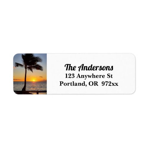Hawaiian Sunset and Palm Tree Label