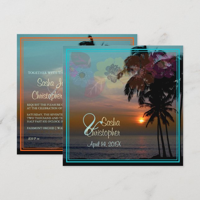 HAWAIIAN SUNSET/BEACH/LUAU/INVITATIONS INVITATION (Front/Back)