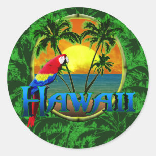 Hawaiian Sunset Classic Round Sticker