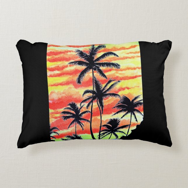 Hawaiian Sunset Coco Palms  Accent Pillow (Front)