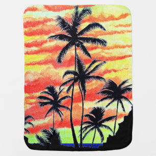Hawaiian Sunset Coco Palms Baby Blanket