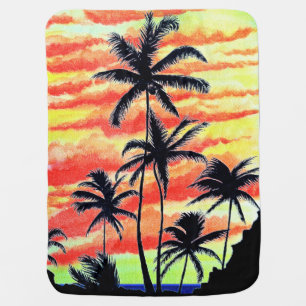 Hawaiian Sunset Coco Palms Baby Blanket