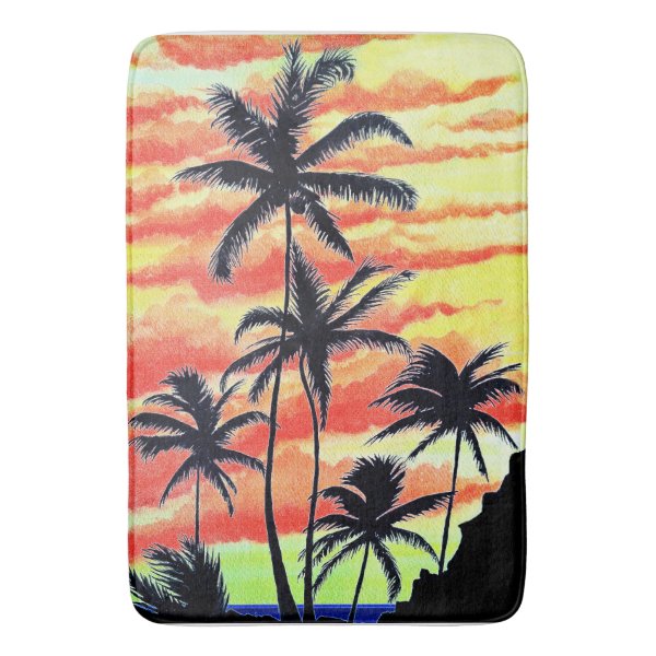 Hawaiian Sunset Coco Palms Bath Mat
