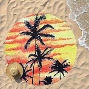 Hawaiian Sunset Coco Palms  Beach Towel