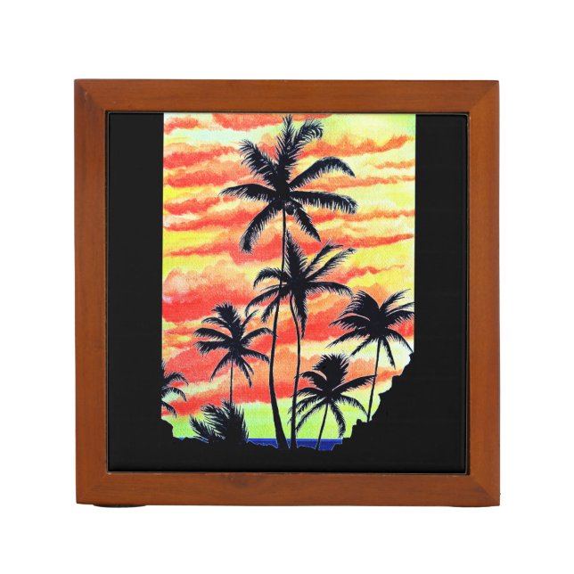 Hawaiian Sunset Coco Palms Desk Organizer (Front)