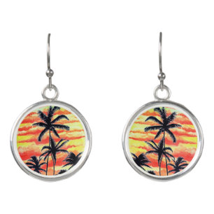 Hawaiian Sunset Coco Palms Earrings