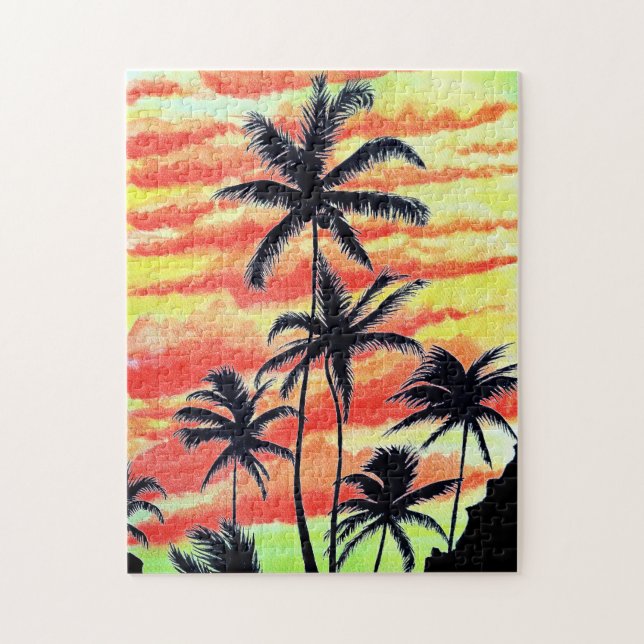 Hawaiian Sunset Coco Palms Jigsaw Puzzle (Vertical)