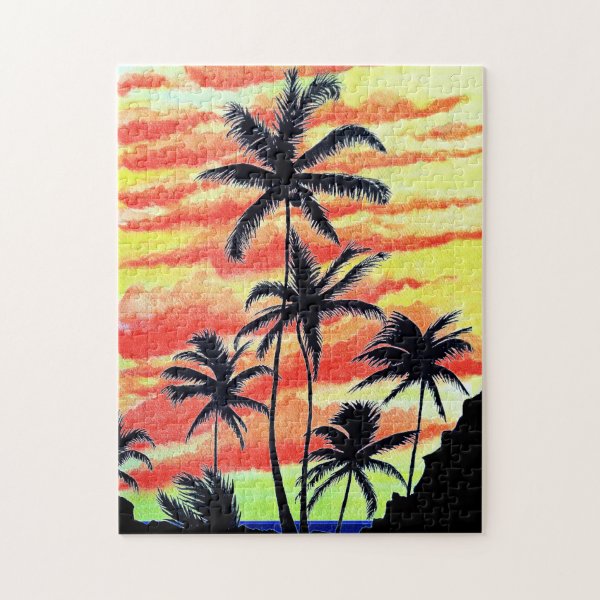 Hawaiian Sunset Coco Palms Jigsaw Puzzle