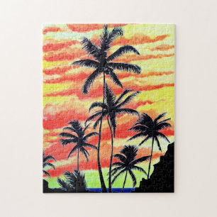 Hawaiian Sunset Coco Palms Jigsaw Puzzle