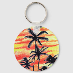 Hawaiian Sunset Coco Palms Keychain