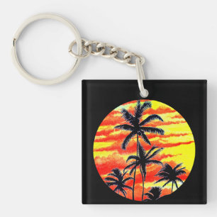Hawaiian Sunset Coco Palms Keychain