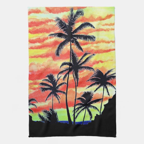 Hawaiian Sunset Coco Palms Kitchen Towel