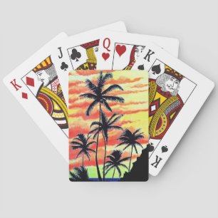 Hawaiian Sunset Coco Palms  Poker Cards