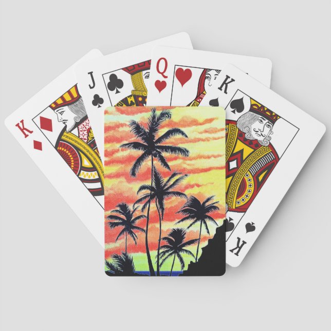 Hawaiian Sunset Coco Palms  Poker Cards (Back)