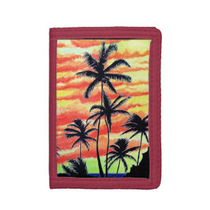 Hawaiian Sunset Coco Palms Tri-fold Wallet