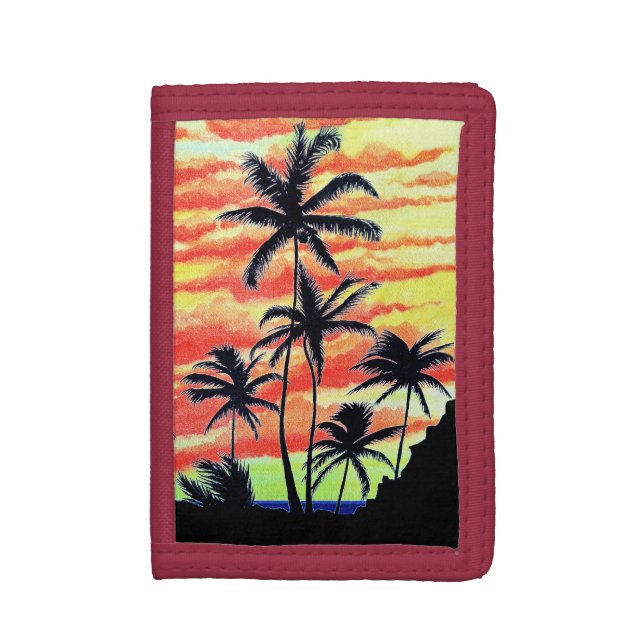 Hawaiian Sunset Coco Palms  Trifold Wallet (Front Vertical)