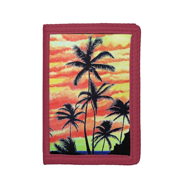 Hawaiian Sunset Coco Palms  Trifold Wallet (Front Vertical)