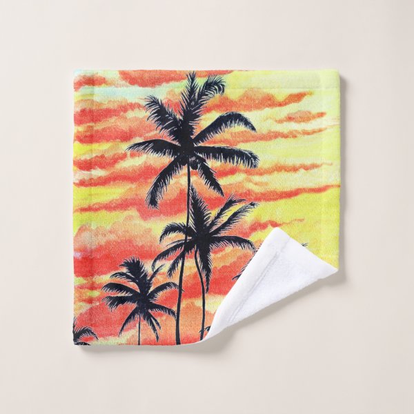 Hawaiian Sunset Coco Palms Wash Cloth