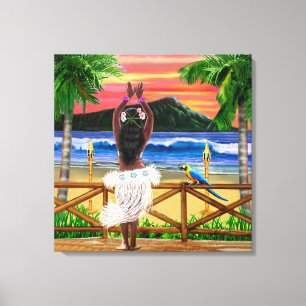 HAWAIIAN SUNSET HULA CANVAS PRINT