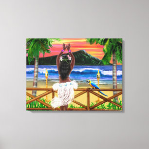 Hawaiian Sunset Hula Dancer Canvas Print