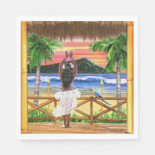 Hawaiian Sunset Hula Dancer Napkins