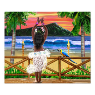 Hawaiian Sunset Hula Dancer Photo Print