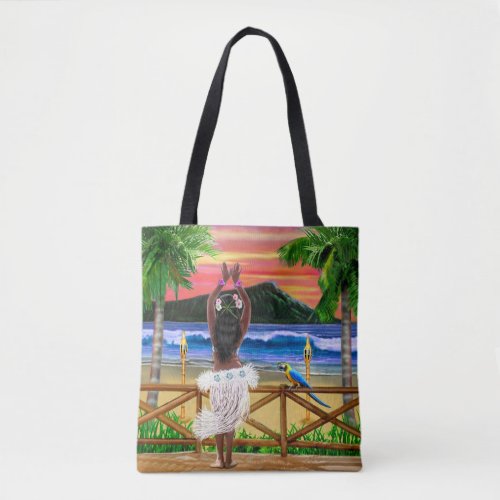 Hawaiian Sunset Hula Dancer Tote Bag