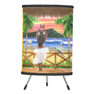 Hawaiian Sunset Hula Dancer Tripod Lamp
