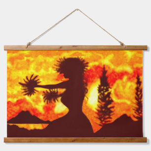 Hawaiian Sunset Hula Palms  Hanging Tapestry