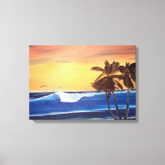 Hawaiian Sunset Painting Wrapped Canvas Print