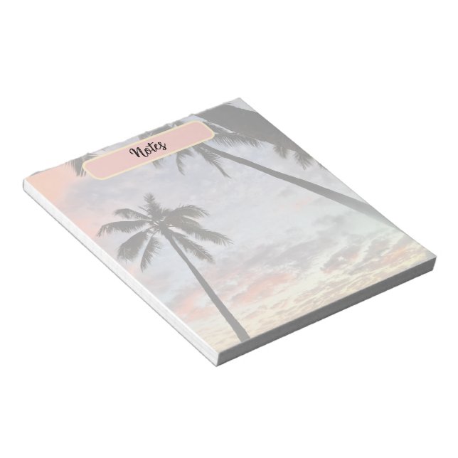 Hawaiian Sunset Palm Tree Notepad (Angled)