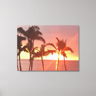 Hawaiian Sunset Photo Stretched Canvas Print