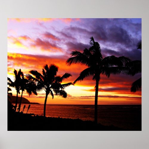 Hawaiian sunset poster print